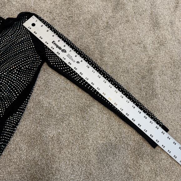 new small sheer mesh all over rhinestone mock neck bodysuit TLS2 2257 - Picture 6 of 11